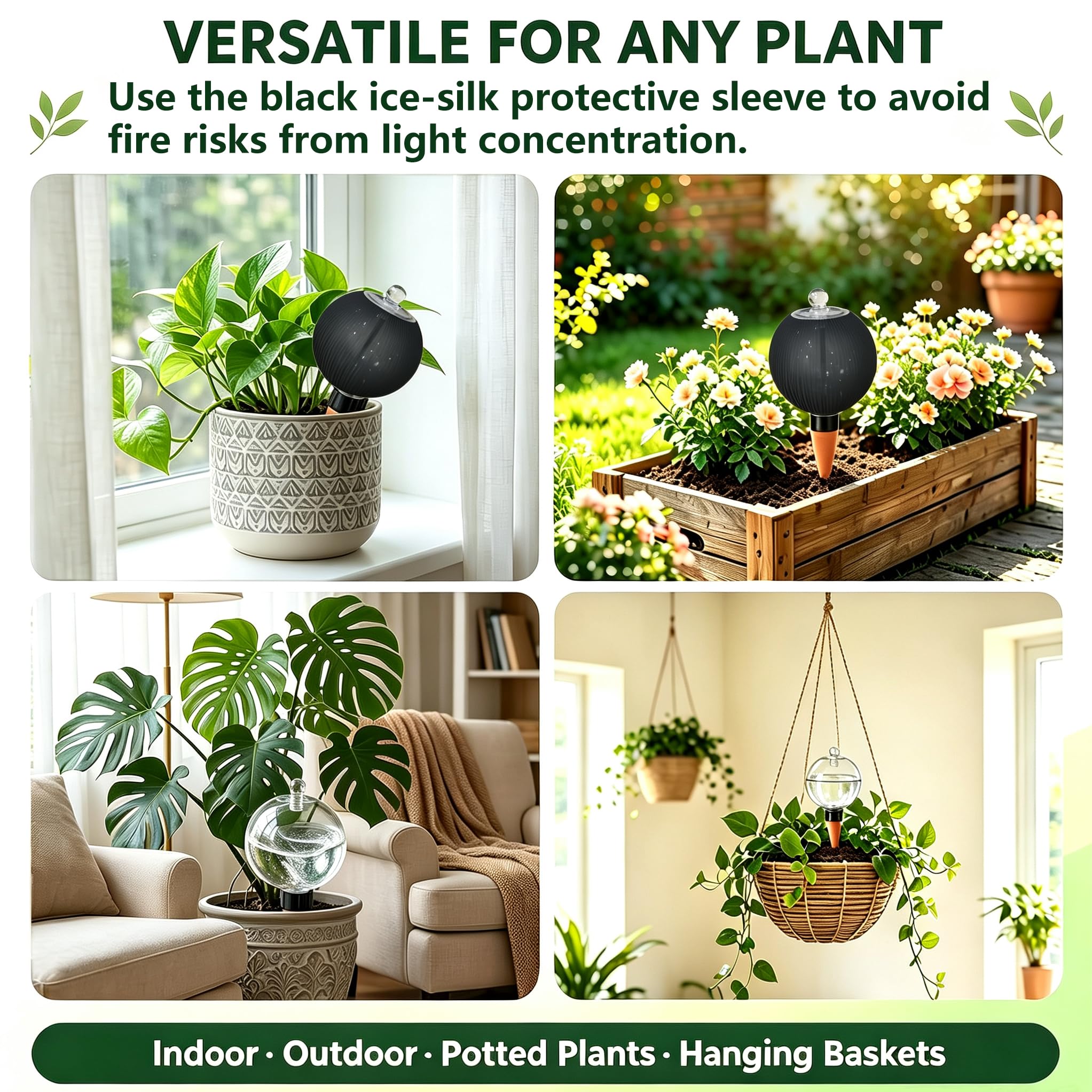 Lot de 2 grands globes d'arrosage automatique en plastique pour plantes 737 g | Jusqu'à 21 jours d'arrosage pour de longues vacances, bouchon en verre anti-obstruction pour éviter la saleté