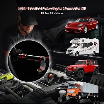 Zihvfzu EVAPサービスポートアダプターコネクタキット - バルブ取り外しツール付き - すべての自動車用スモークリークテスターのアクセサリーの接続に適しています