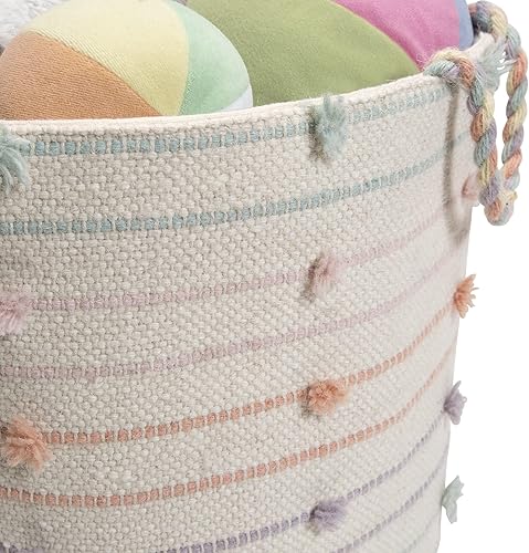 Miniatura 6 de Delta Children Cesta de Stroage tejida a mano rayas brillantes Rayas brillantes, Pompón pastel