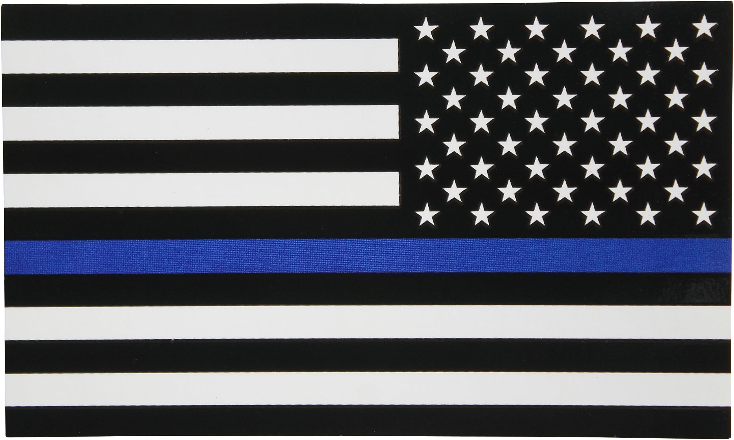 Reverse Thin Blue Line Flag Decal - 3x5 in. Black White and Blue American Flag Sticker for Cars and Trucks - in Support of Police and Law Enforcement Officers (1-Pack)