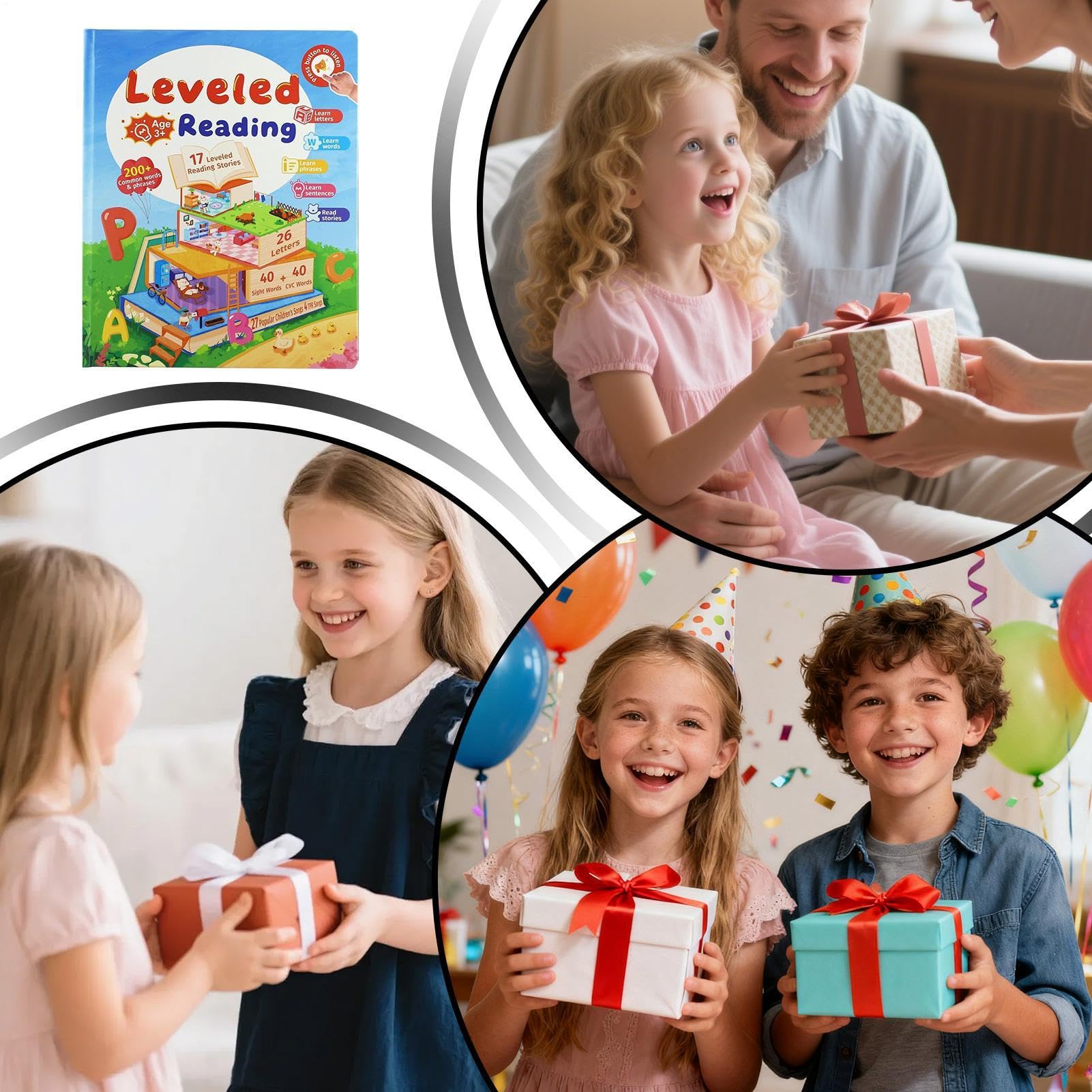 Libros Parlantes para Niños Audiolibro Interactivo Aprendizaje Vocabulario | Libros electrónicos de aprendizaje Para Niños Niñas Preescolares Guardería Dormir Viajes Hogar Aula