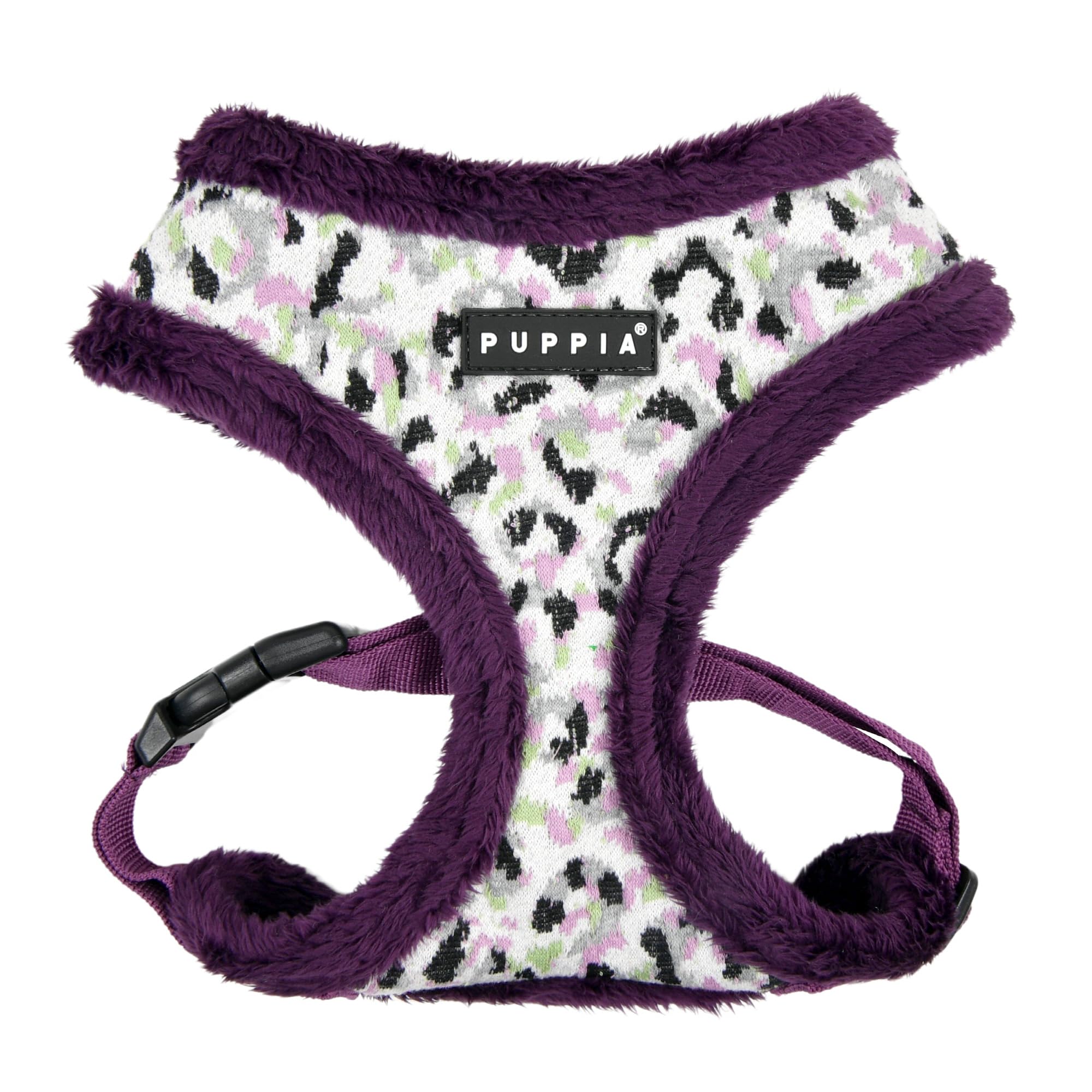 Puppia Huxley Dog Harness Overhead Warm Winter Leopard Pattern Adjustable Chest for Small Medium Dog Purple L โ image 1