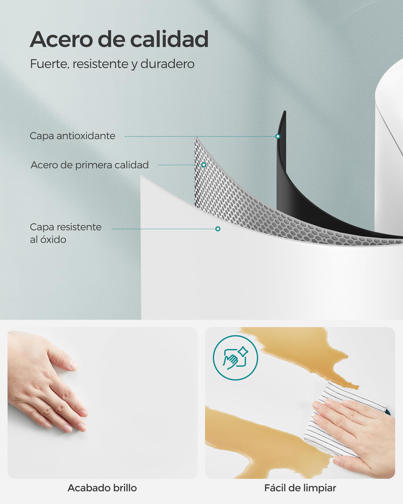 SONGMICS Cubo de Basura para la Cocina, 30 L, Cubo de Pedal de Acero con Tapa y Cubo Interior, Cierre Suave, Blanco LTB01W