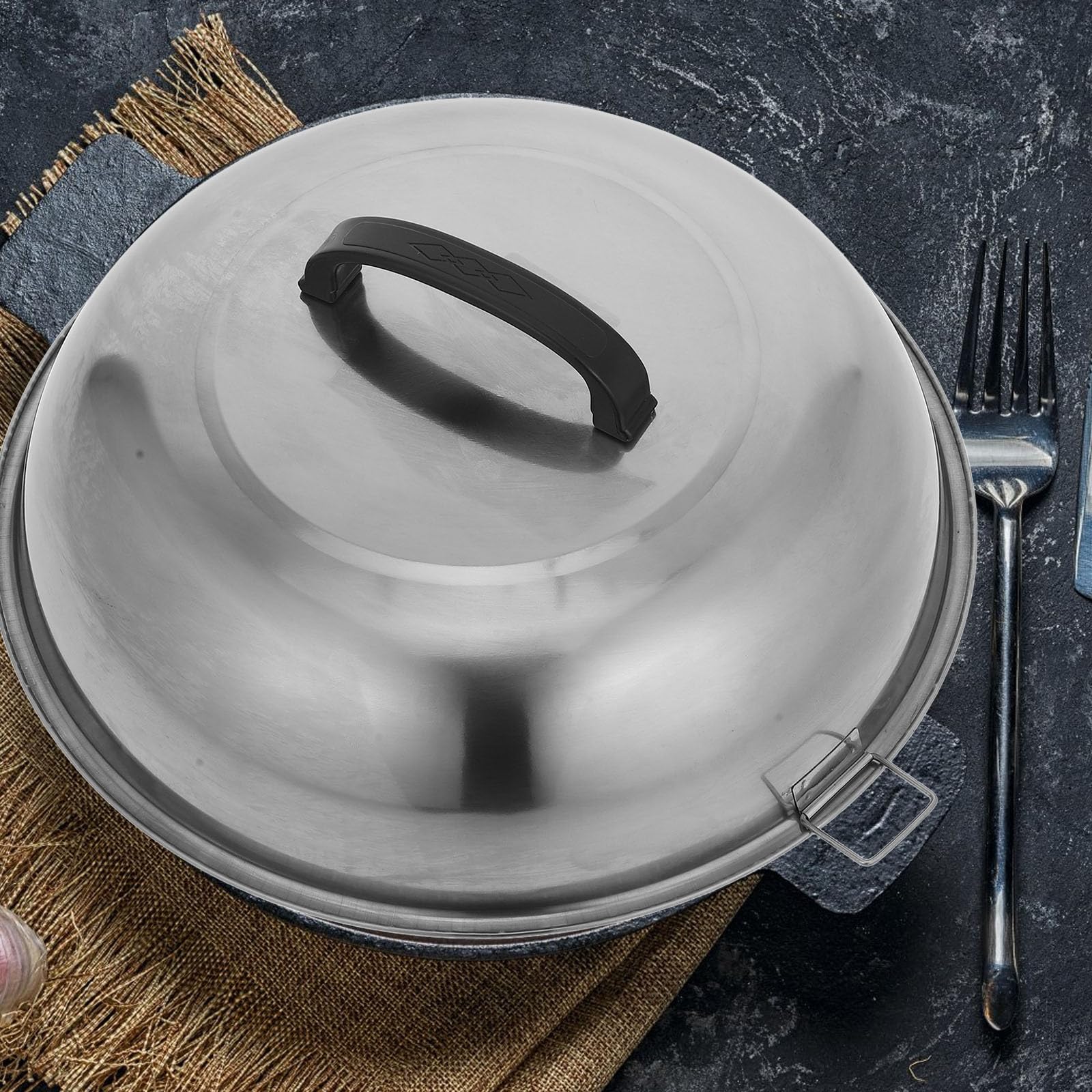 Toyvian Strumento di Cottura Coperchio Bombato 30 CM in Acciaio Inossidabile Manico, Compatibile Pentole e Wok, per Mantenere Freschi gli Alimenti Durante la Cottura