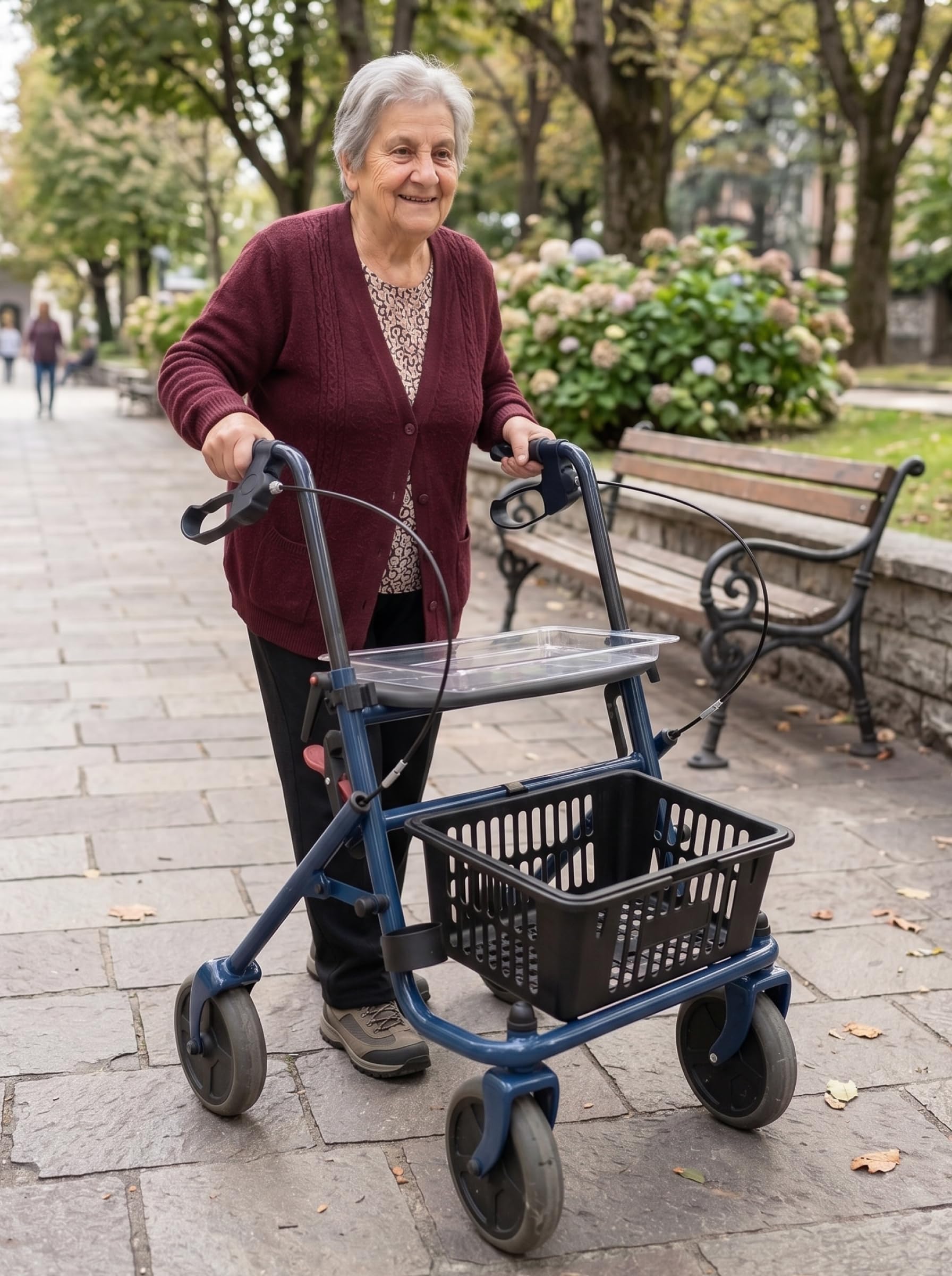 SPES Rollator Deambulatore Anziani 4 Ruote Pieghevole con Seduta, Blu