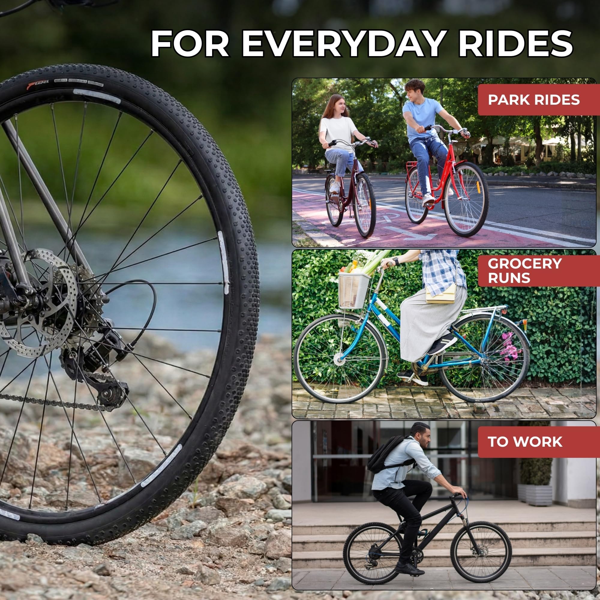 Fincci Opony rowerowe 700 x 38 c, 40-622 - para płaszcza rowerowego 28 cali z ochroną przed przebiciem 1 mm i 2 dętką rowerową 40-622 wentyl Presta – Gravel Falt opony 60 TPI do rowerów elektrycznych