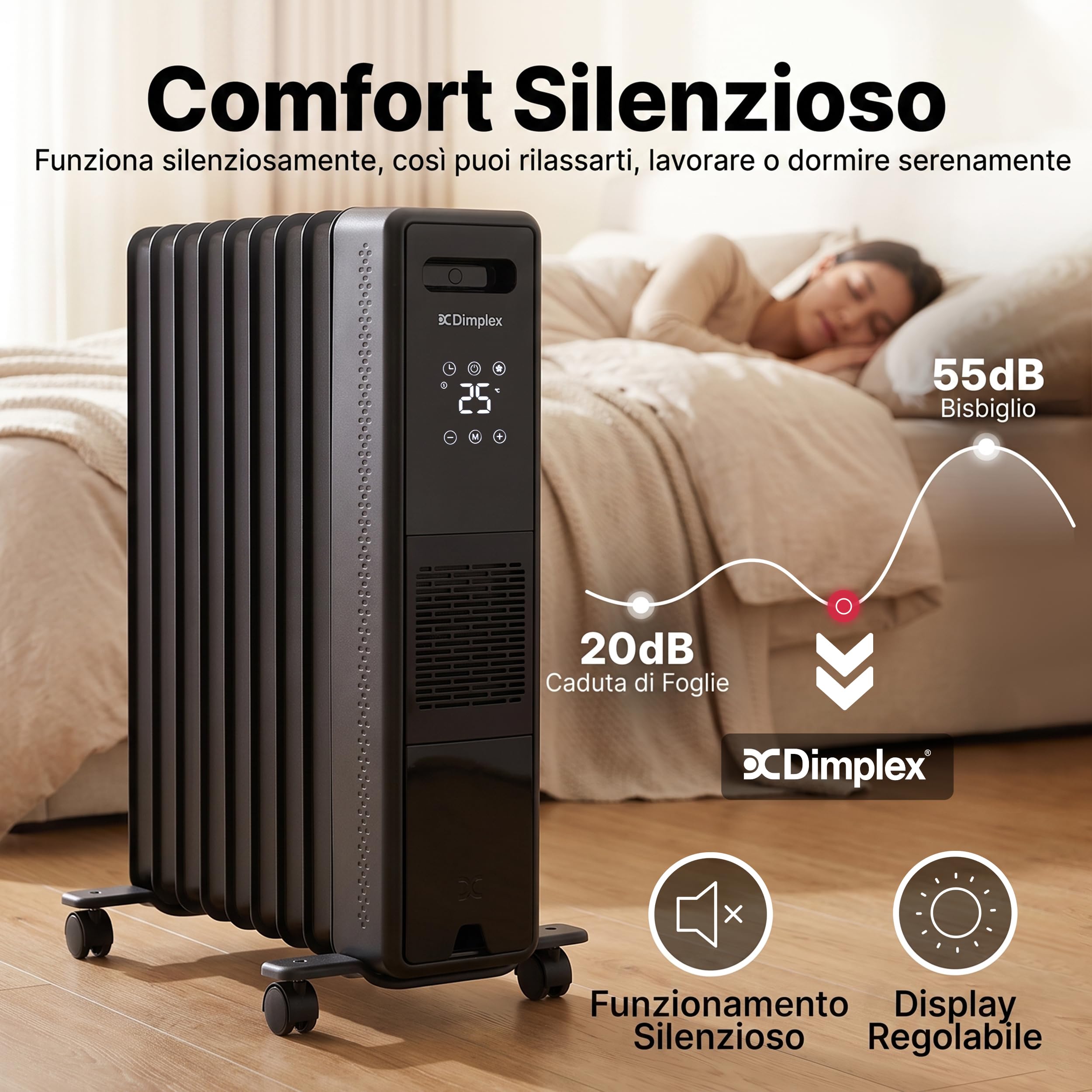 Dimplex ECO Edge Radiatore Senza Olio 2400 W Wi-Fi con Turbo