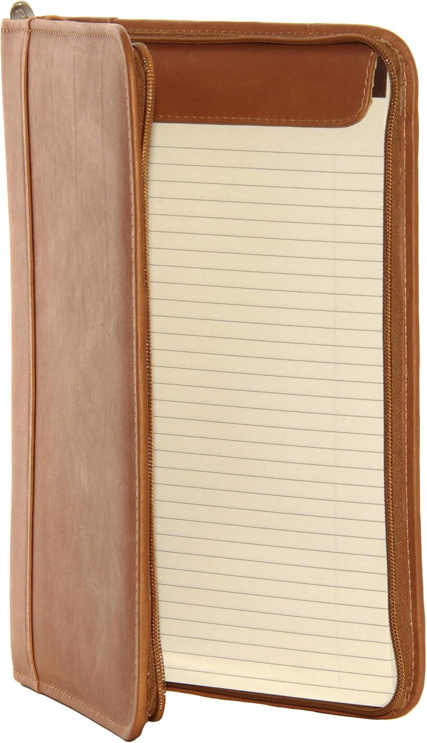 Piel Leather Zippered Padfolio, Saddle, One Size