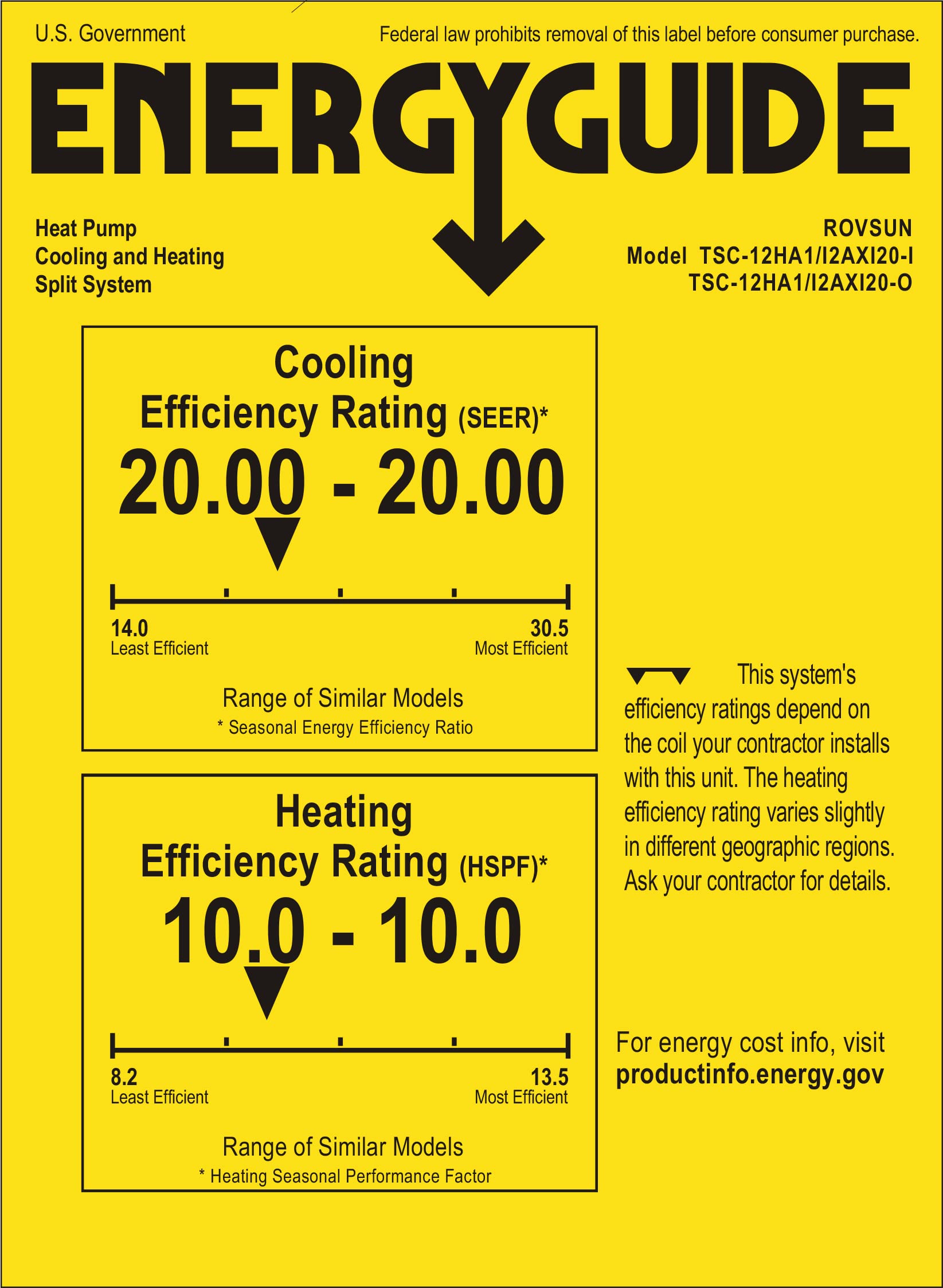 Buy ROVSUN 12,000 BTU Ductless Mini Split AC/Heating System, Split