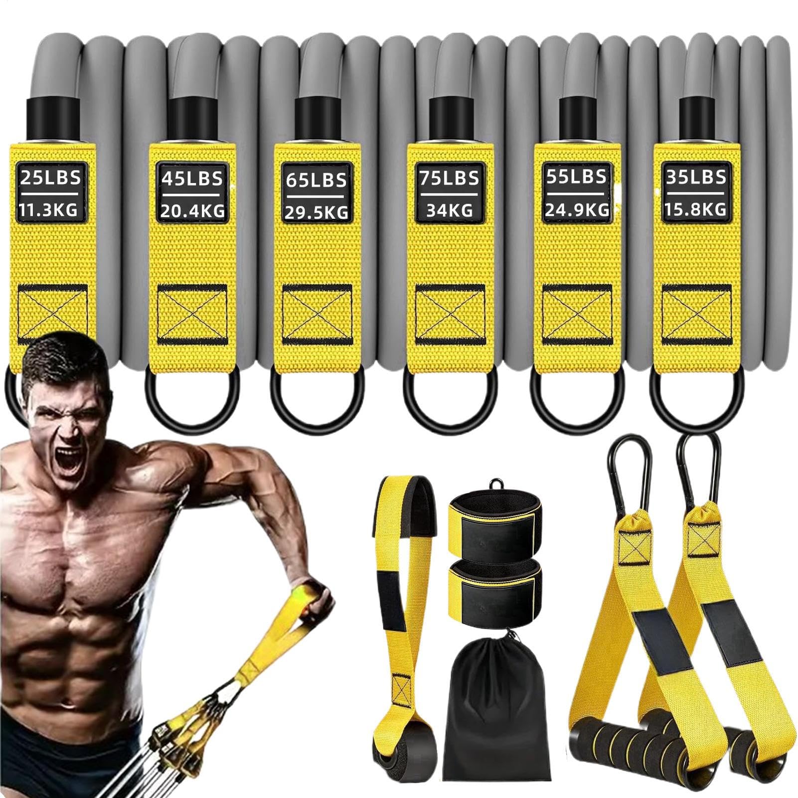 Bandas de ejercicio ajustables - Juego de entrenamiento de fuerza, bandas auxiliares antideslizantes para dominadas, equipo de fitness duradero, correa de tobillo para entrenamiento de fuerza