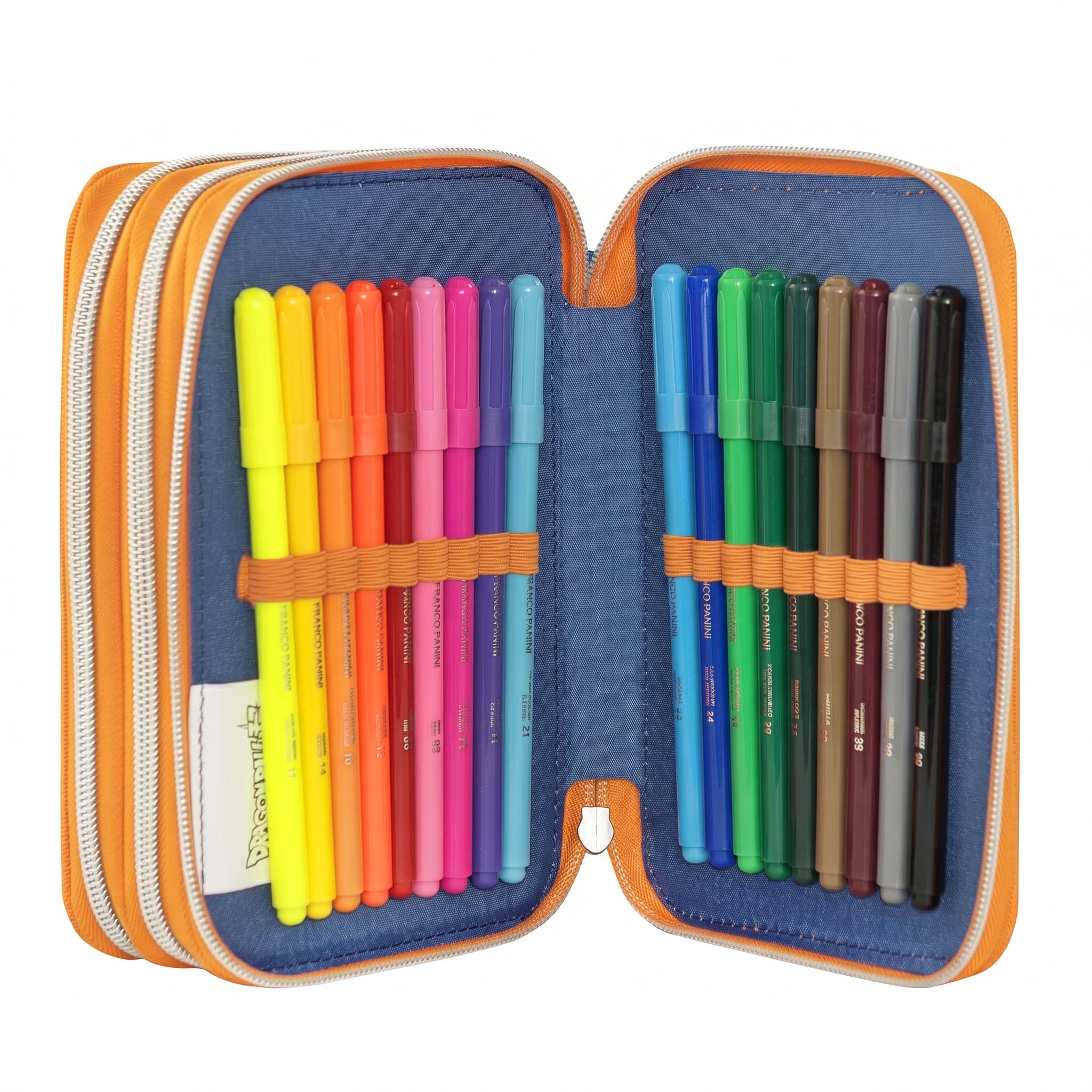 Franco Cosimo Panini Dragon Ball Super – Federmäppchen für die Schule, offizielles Dragon Ball, Federmäppchen mit 3 Fächern für Jungen und Mädchen, mit Schreibwaren-Set, löschbarem blauem Stift und