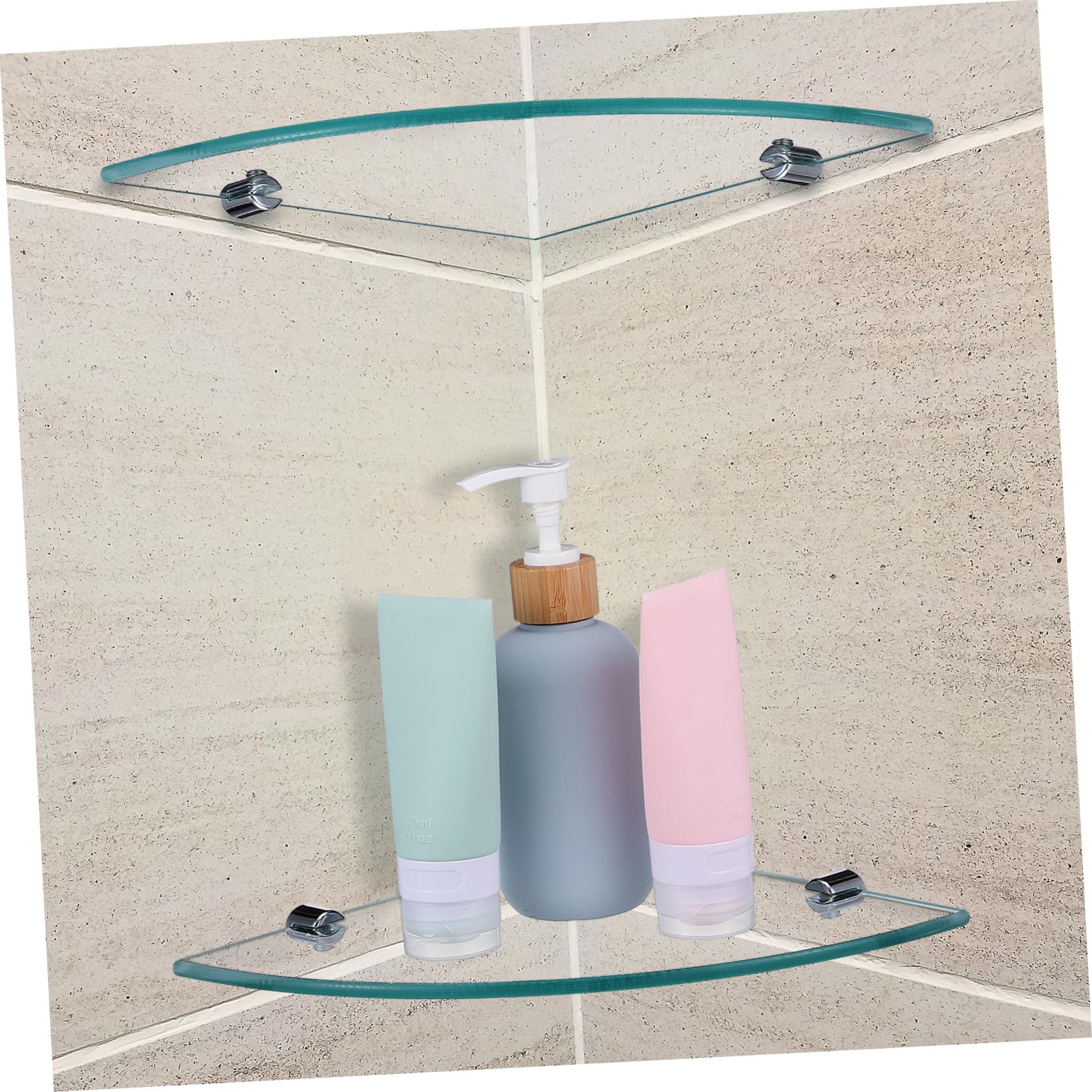Cabilock Esquinero Baño de Vidrio, Estante de Esquina Triangular para Baño, 2 Unidades, Montaje en Pared, Organizador Moderno para Ducha