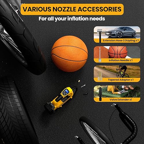 Miniatura 7 de Inflador de neumáticos inalámbrico Compresor de aire para batería Dewalt de 20 V máximo, bomba de aire portátil de mano de luz LED de 160 PSI con