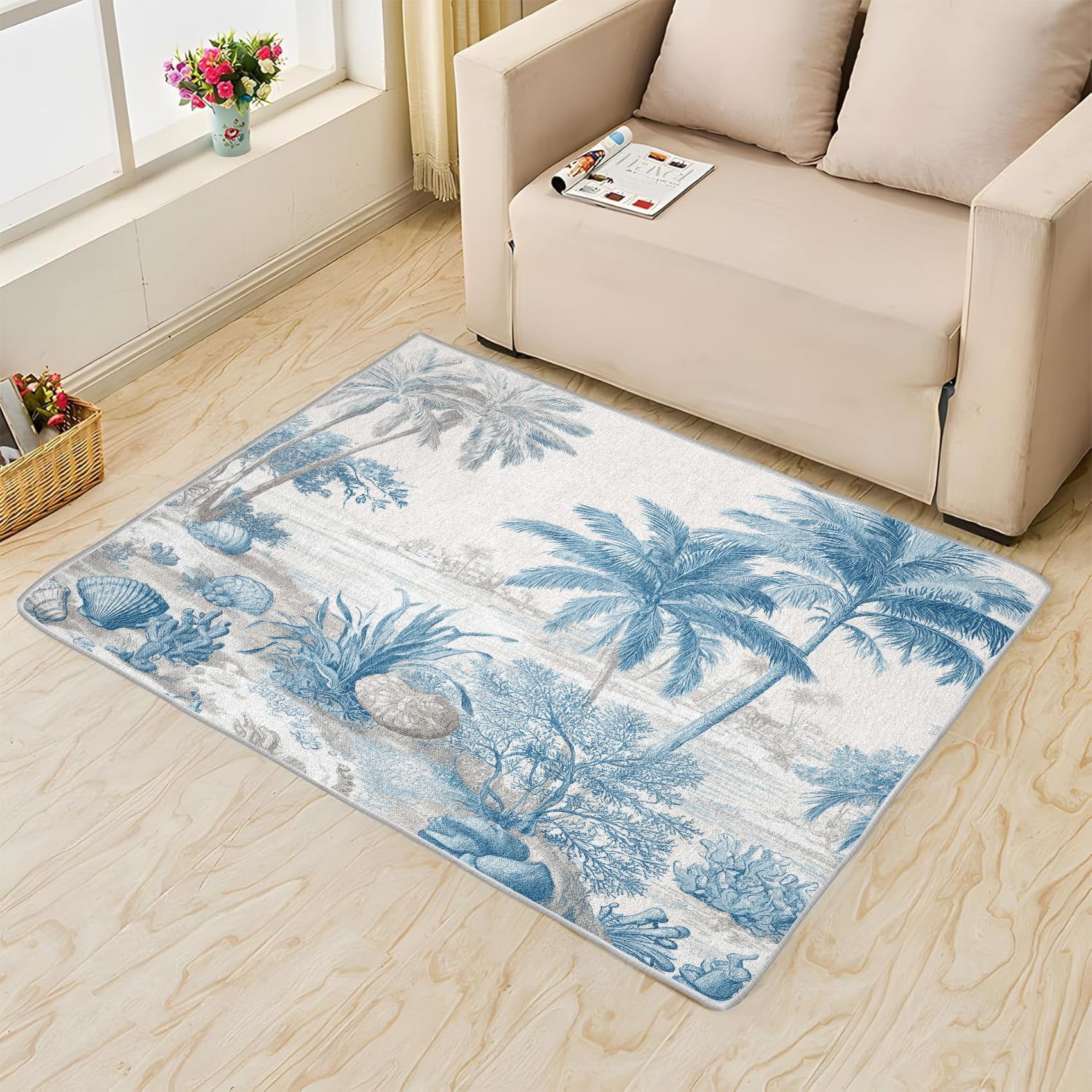 Tapis de plage nautique fin pour salon et chambre 80 x 150 cm