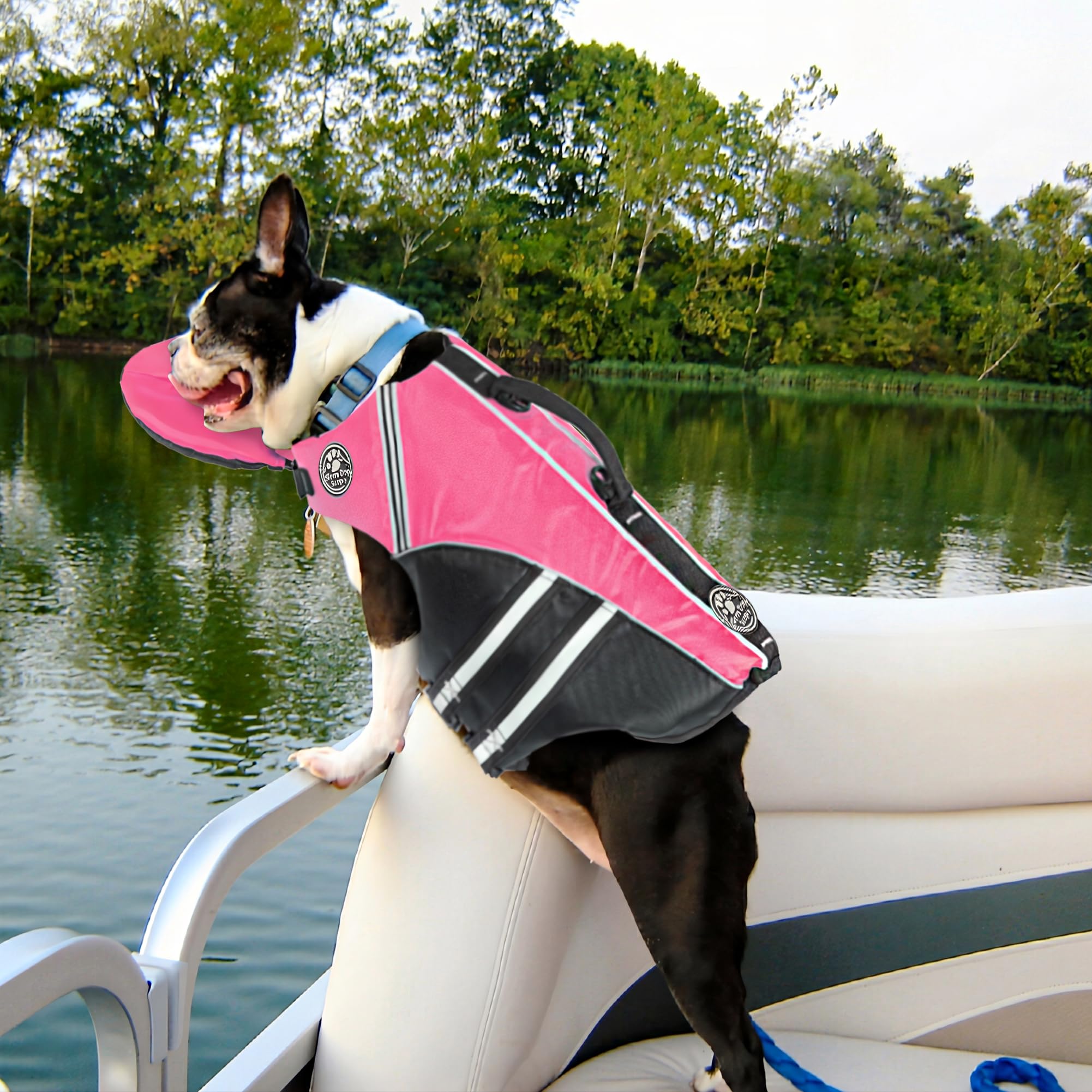 Mklhgty Giubbotto di salvataggio per cani, riflettente con collo rimovibile, galleggiante, ad alta galleggiabilità, per nuoto e canottaggio, costume da bagno di sicurezza per animali domestici