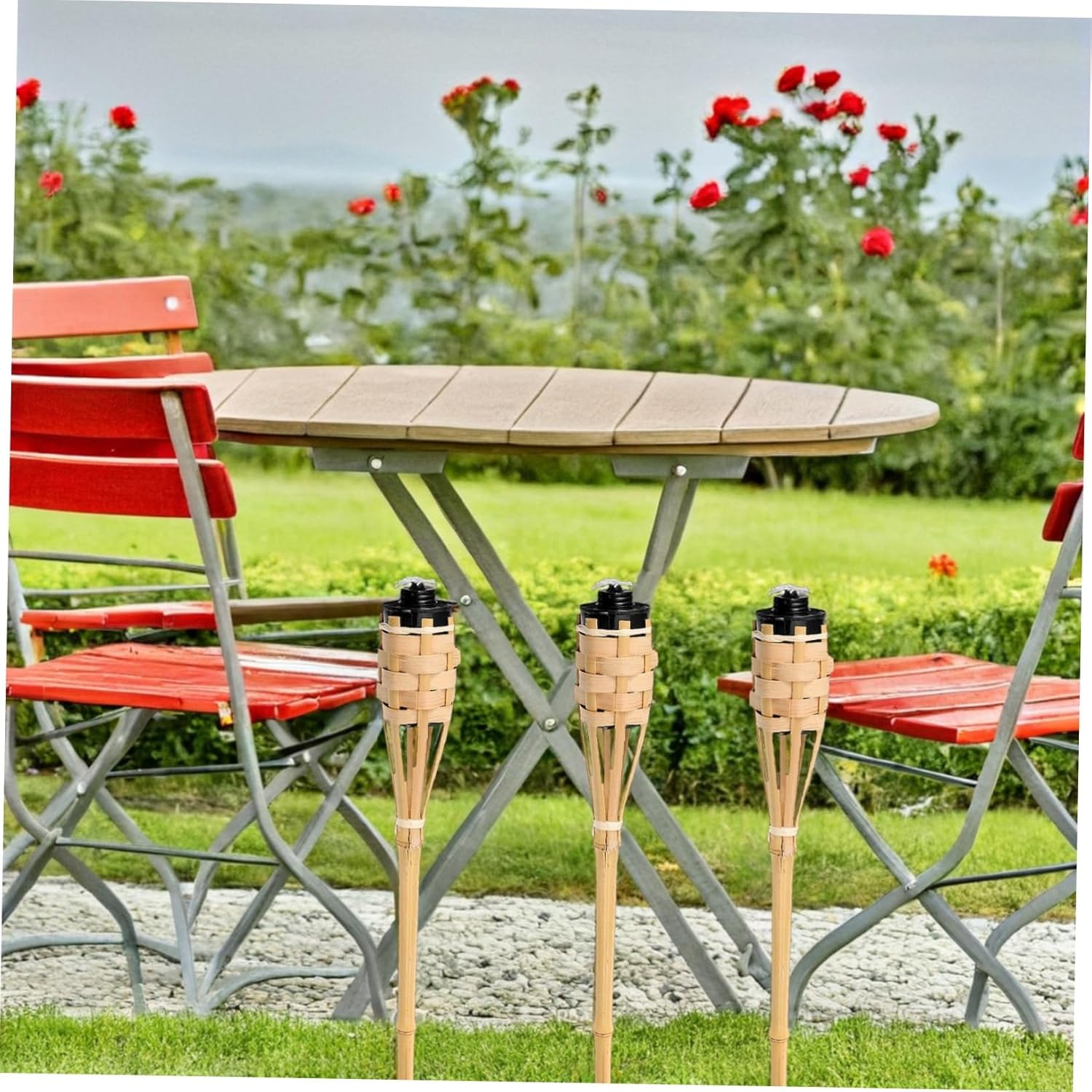 Balacoo 4Pcs Torches Wind Resistant Outdoor Oil Lamps for Garden Parties Camping Weddings Easy to Up Decorative Lighting with Unique Flame Effect