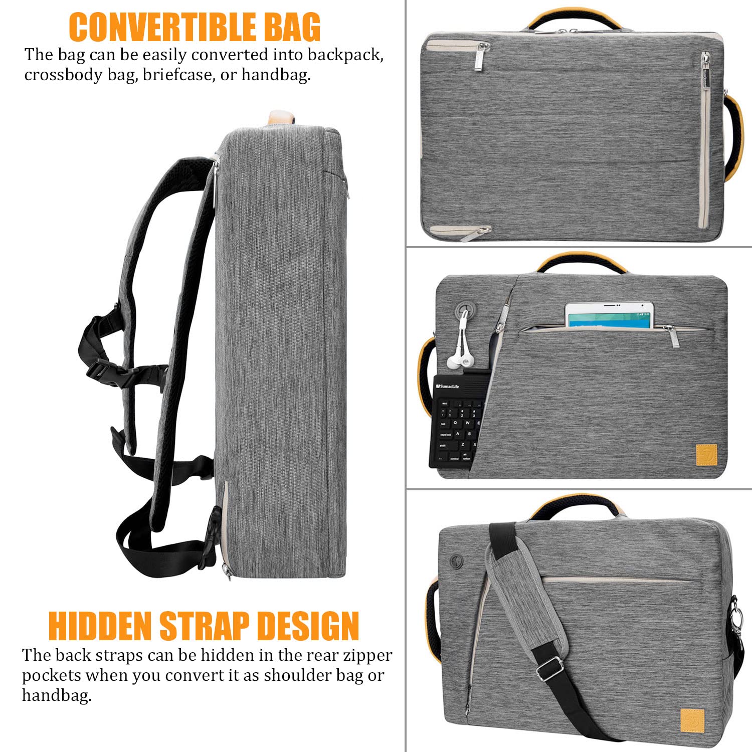 12 Inch Laptop and Tablet Shoulder Bag Sleeve Briefcase for Surface Pro 11, Galaxy Tab S10+/S9+/S8+/S7+ Plus