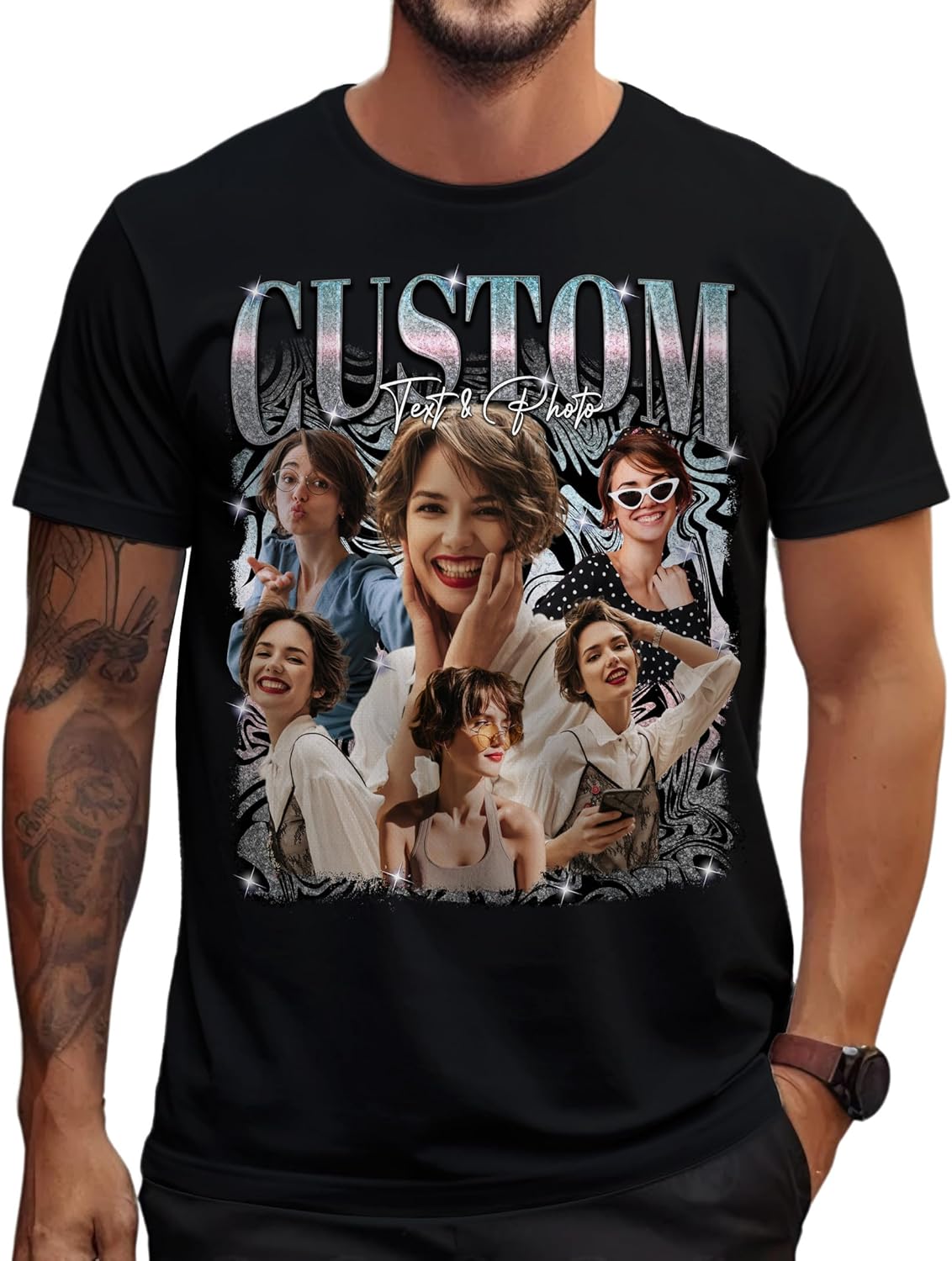 Custom Your Own Bootleg Rap Shirts Custom Picture Shirt Customized Vintage Graphic Tshirt Photo Gifts for Men Women