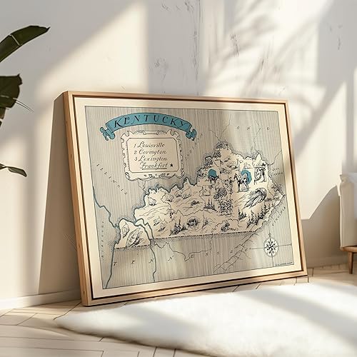 Miniatura 4 de Poster Master Impresión retro vintage de mapa de Kentucky, arte de mapa del estado de Kentucky, regalo para profesores, estudiantes, amantes de los