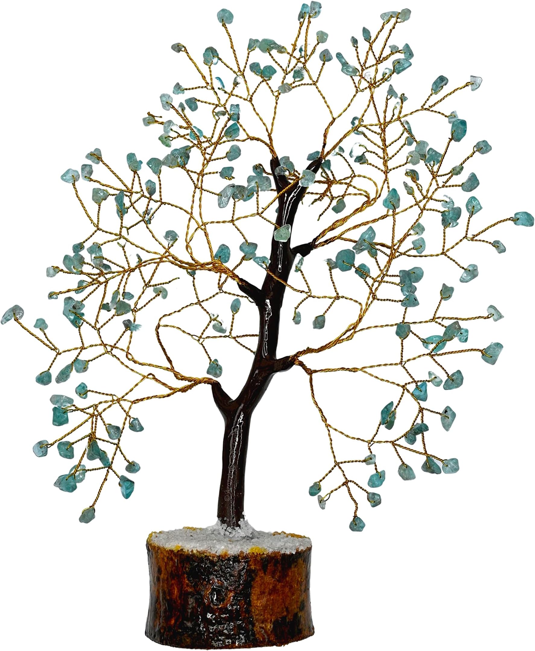Amazing Gemstone Apatite Natural Healing Premium Crystal Bonsai Feng Shui Fortune Money Tree of Life for Home Office Decor (Gift Box Ready,10-12 Inch)