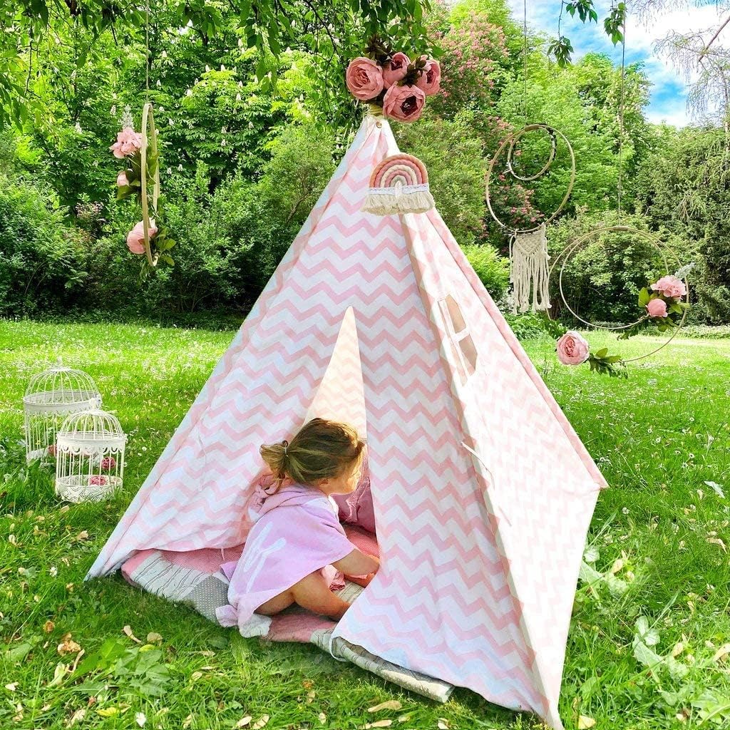 Tiny Land Kids-Teepee-Tent with Soft Mat & Star Lights String, Cotton Kids Play-Tent, for 3,4,5,6 Years Old Girls, Indoor Outdoor Playhouse & Fort, Learning Toy for Toddlers : Toys & Games