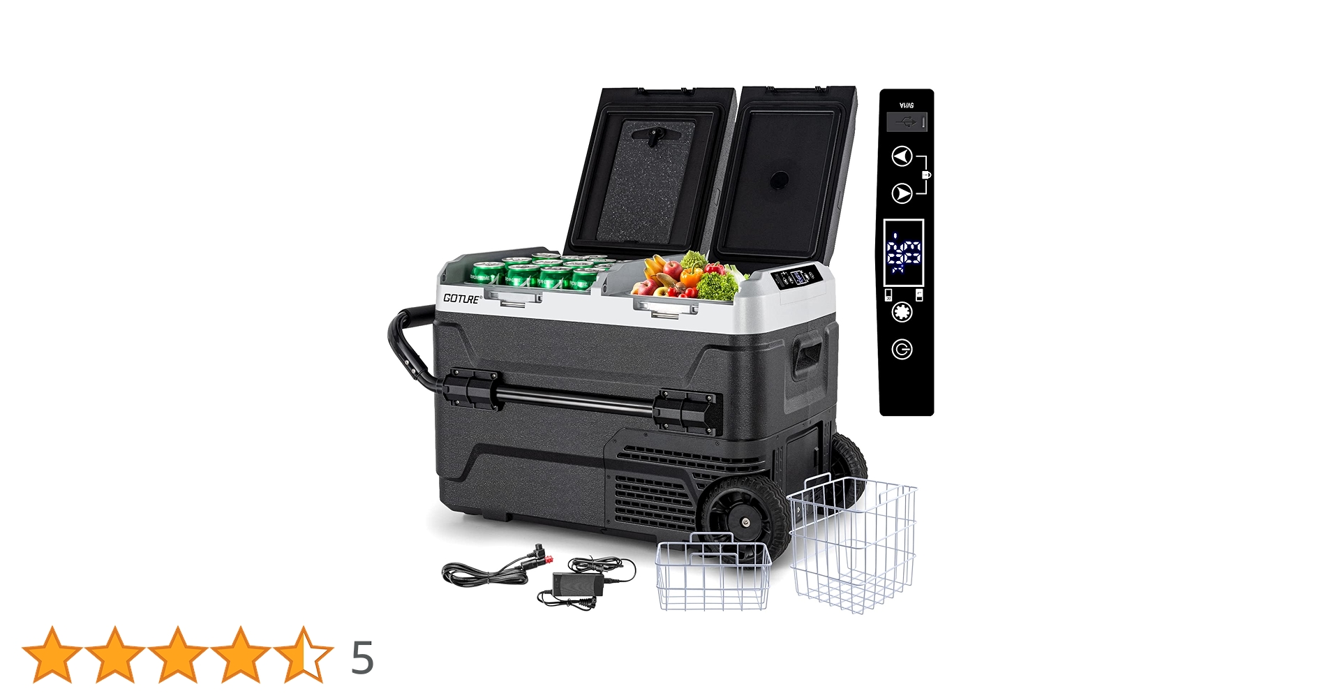 Goture 車載冷蔵庫 40L 大容量キャスター付き 調整ハンドル付き Amazon.co.jp: Goture 車載冷蔵庫 40L 大容量 キャスター付き