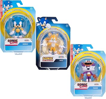 JAKKS Pacific Sonic The Hedgehog 2.5 Inch Articulated Action Figures from Wave #21 3-Pack - Includes Sonic, Tails, and Fang - Each Figure Has 5 Points of Articulation