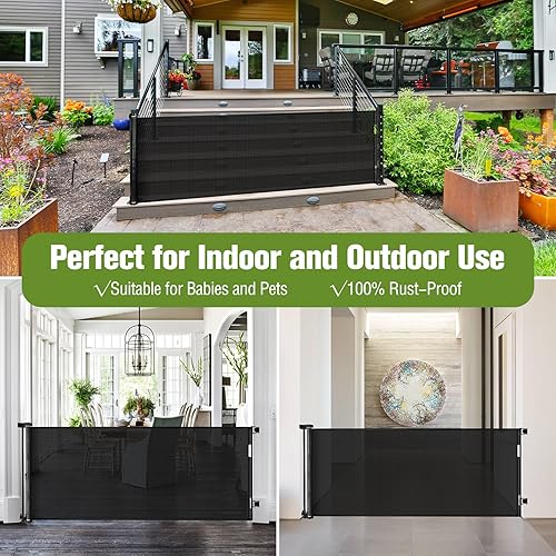 Miniatura 3 de Puerta de bebé extra ancha de 65 pulgadas para ahorrar espacio, puertas de malla retráctiles para niños o mascotas, puertas retráctiles movibles