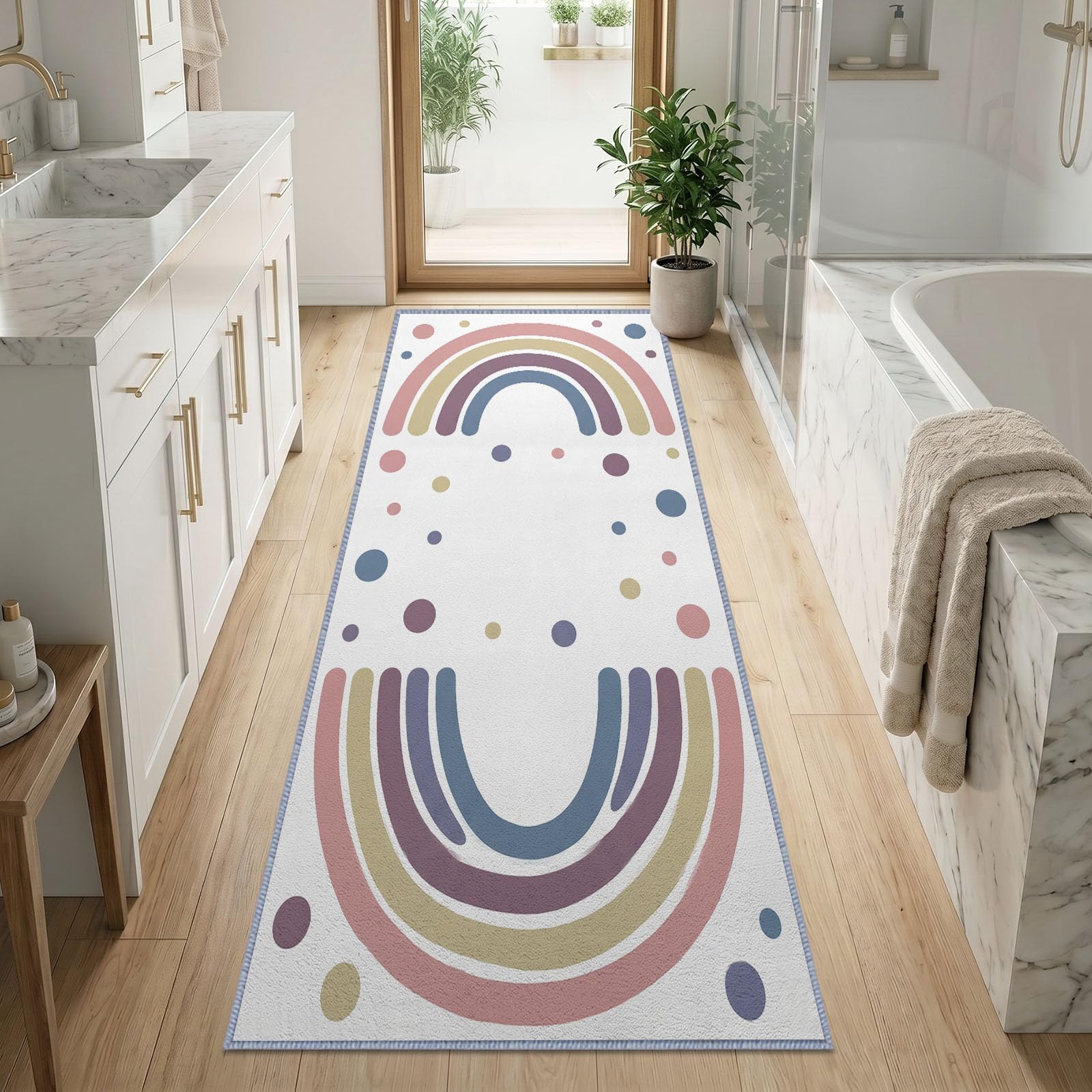 Alfombra nórdica divertida para pasillo antideslizante, 60 x 240 cm