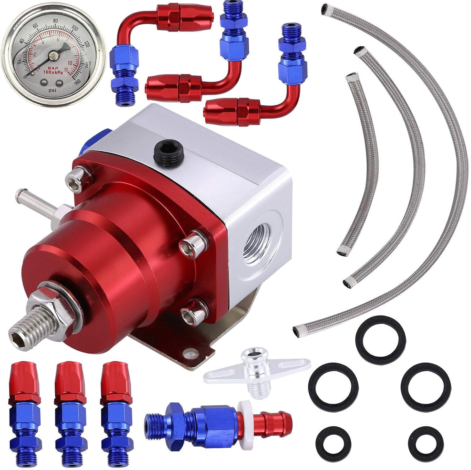 Automotive Car & Truck Parts Universal Adjustable Fuel Pressure Regulator Kit AN 6 Fitting End+