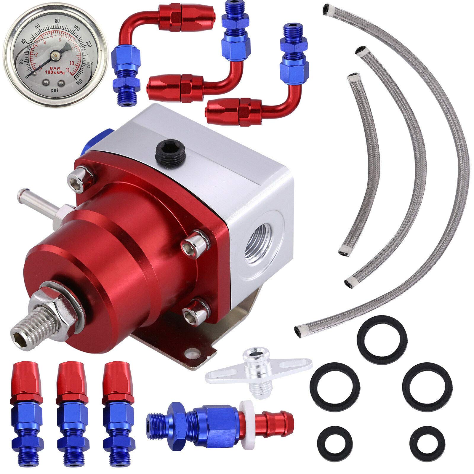 Fuel Pressure Regulator Kit Sanwan Universal Adjustable Car Oil Gauge ...