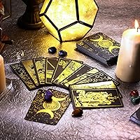 Vista 6 de Prophet Baraja de cartas de tarot de lámina dorada, 78 cartas originales juego de adivinación con libro guía para principiantes, cartas de tarot
