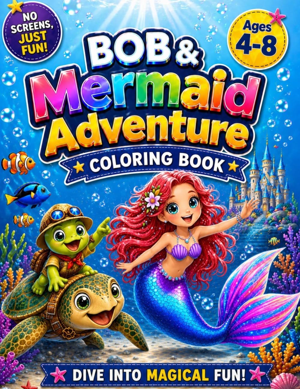 Bob & Mermaid Adventure Coloring Book for Kids Ages 4-8: Fun Ocean Adventures, Cute Sea Friends, Easy and Relaxing Coloring Pages for Boys and Girls (Bob＆Meraid　SERIES)