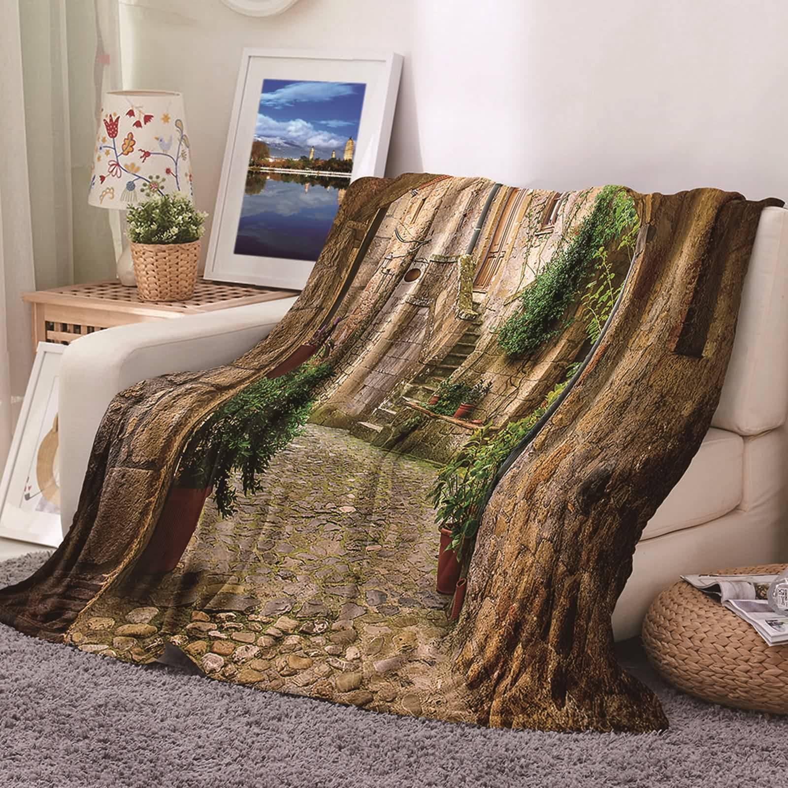Couverture de lit style route de pierre pour des soirées cocooning au salon