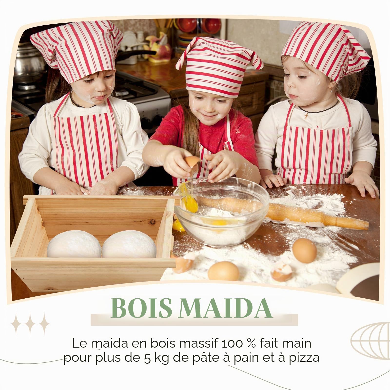 Juexica Tradition Boîte à pizza en bois avec poignée de couvercle 40,6 x 33 cm pour la cuisine, la fabrication de pizzas faites maison, accessoires de rangement, naturel