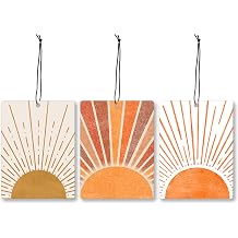 Mancheng-zi Boho Sun Car Air Freshener 3Pcs, Mid Century Modern Abstract Sunshine Air Freshener Hanging for Cars Closet Drawer or Books, Cute Boho Car Accessories Mirror Decor for Women Men
