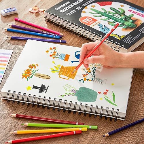 Miniatura 7 de Shuttle Art Cuaderno de bocetos de 9 x 12 pulgadas, 220 hojas en total, paquete de 2 (110 hojas cada una), papel grueso de 68 libras3.53 ozm, bloc