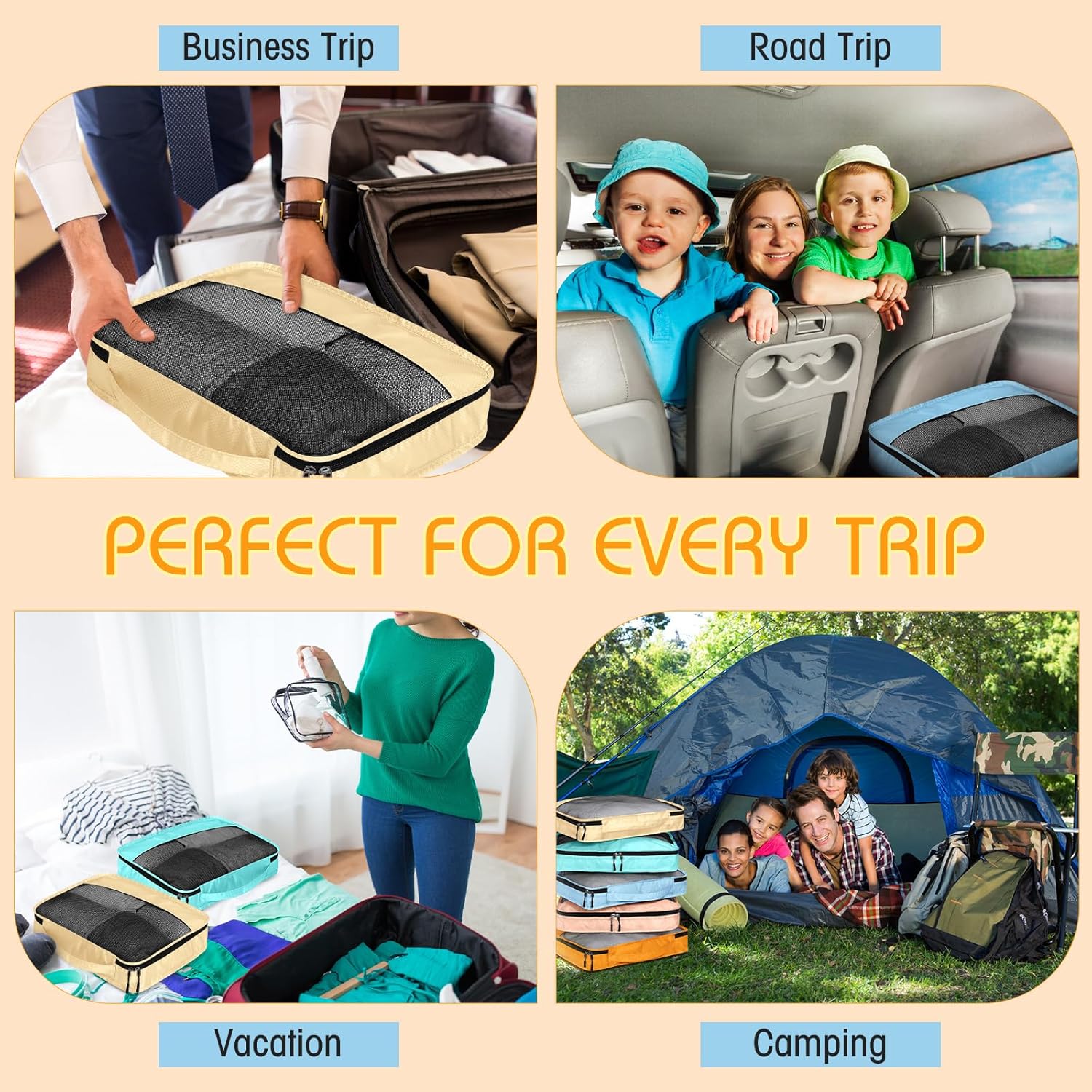 5 Pcs Packing Cubes for Suitcase Large Travel Cubes Carry on Luggage Organizer Bags for Clothes Accessories (L,Pastel) - Image 8