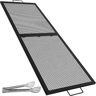 VEVOR Fire Pit Grill Grate, Foldable Rectangle Cooking Grate, Heavy Duty X-Marks Campfire BBQ Grill with Portable Handle & Support Wire for Outdoor Campfire Party & Gathering, 44 x 15 Inch Black