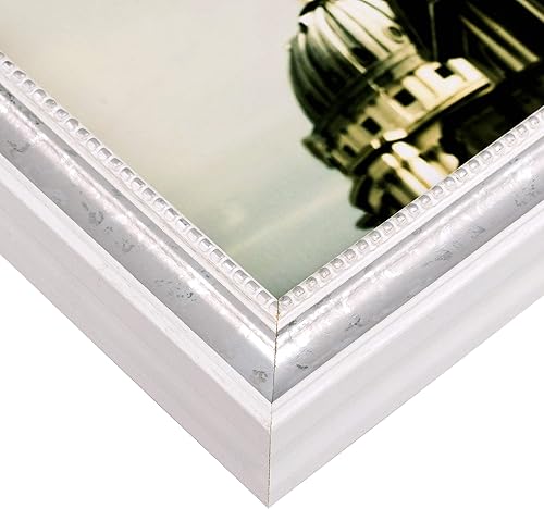 Miniatura 4 de Craig Frames 314WH, Marco de fotos blanco y plateado adornado, 12 x 12 pulgadas