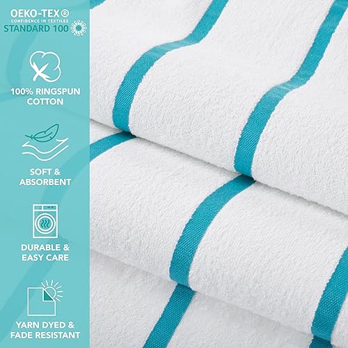 Miniatura 3 de Arkwright - Toalla de playa blanca (paquete de 4) 100% algodón hilado en anillo, toallas de baño suaves de secado rápido, 480 GSM para baño,