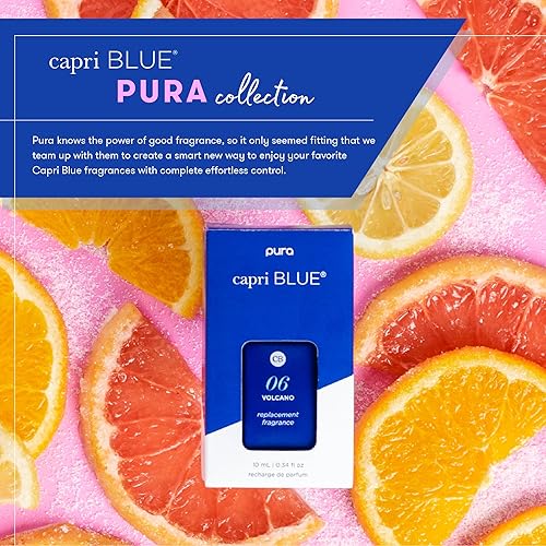Miniatura 7 de Capri Blue Pura Plus - Kit de difusor de fragancia Smart Home, incluye 1 difusor de Pura de mesa y 2 repuestos de volcán pura, notas de frutas