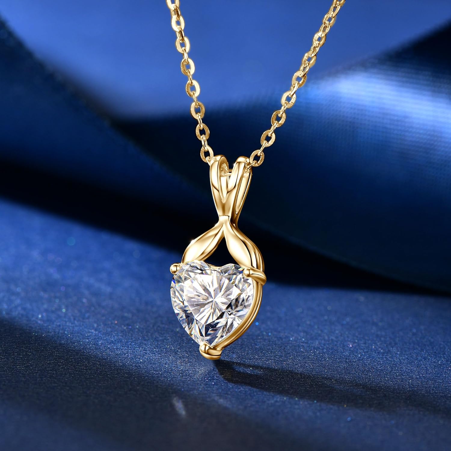 Moissanite Heart Pendant Necklace for Women, 14K Gold Plated 925 Sterling Silver, Imitation Diamond Dainty Jewelry Gift for Her, Mom, Wife - Image 4
