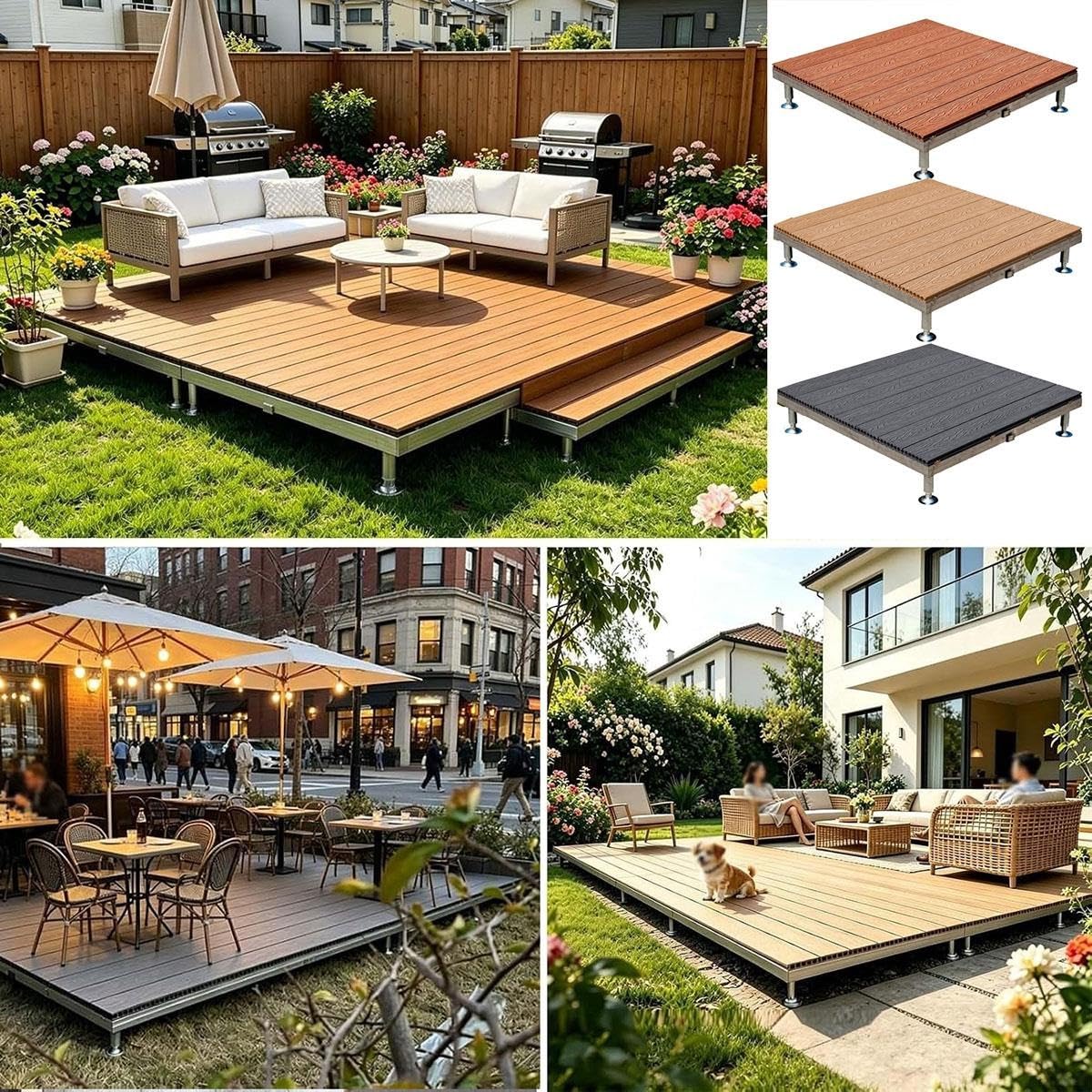Plateforme Surélevée Réglable, Dalles de Terrasse Modulaire en Composite