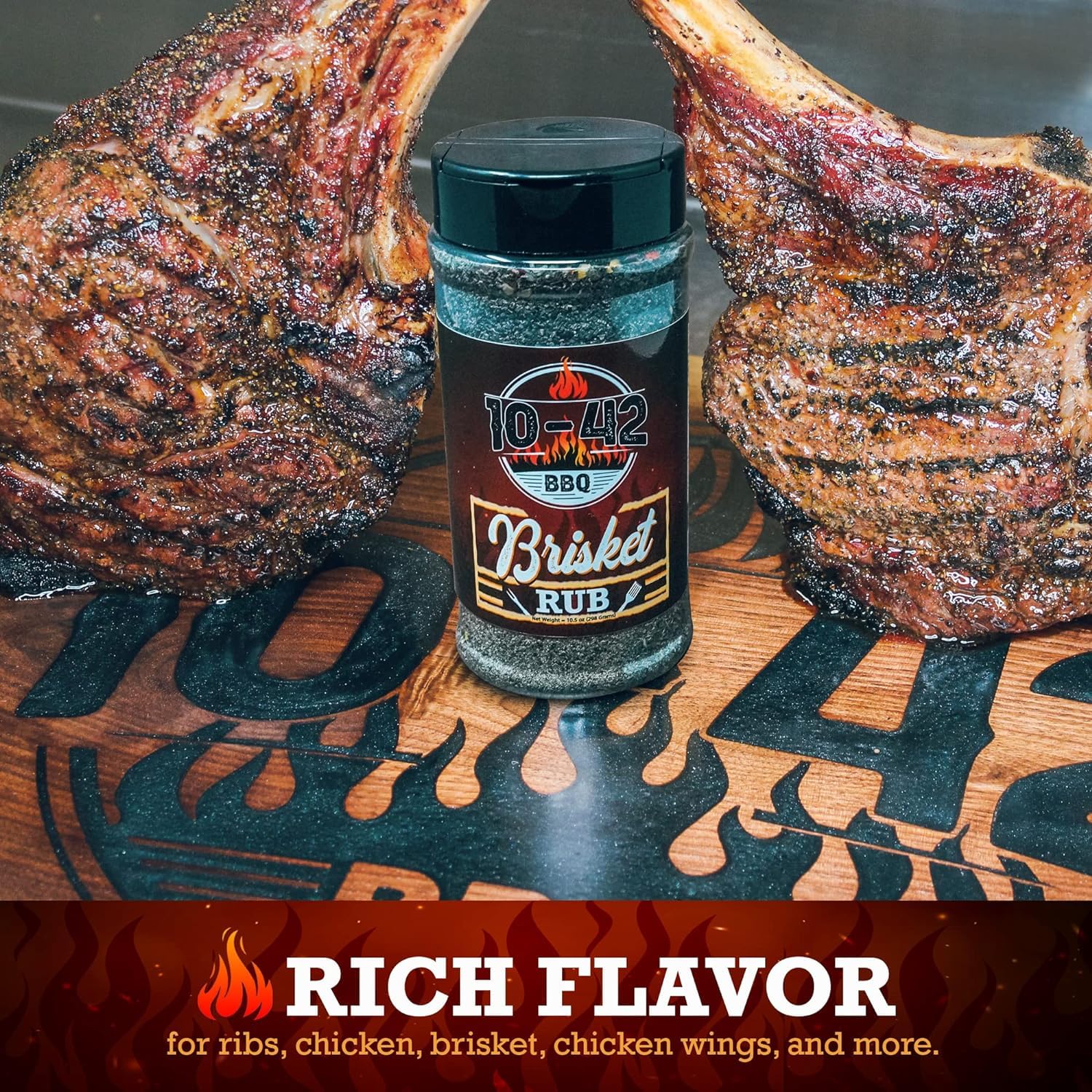 10-42 BBQ Brisket Rub (NO MSG) 10.5 oz - All-Natural Spice Seasoning for Steak, Rib, Meat - Beef Brisket Seasoning Dry Rub - BBQ Rubs and Spices for Smoking and Grilling - Brisket rub for smoker - 0 Calorie - Image 5