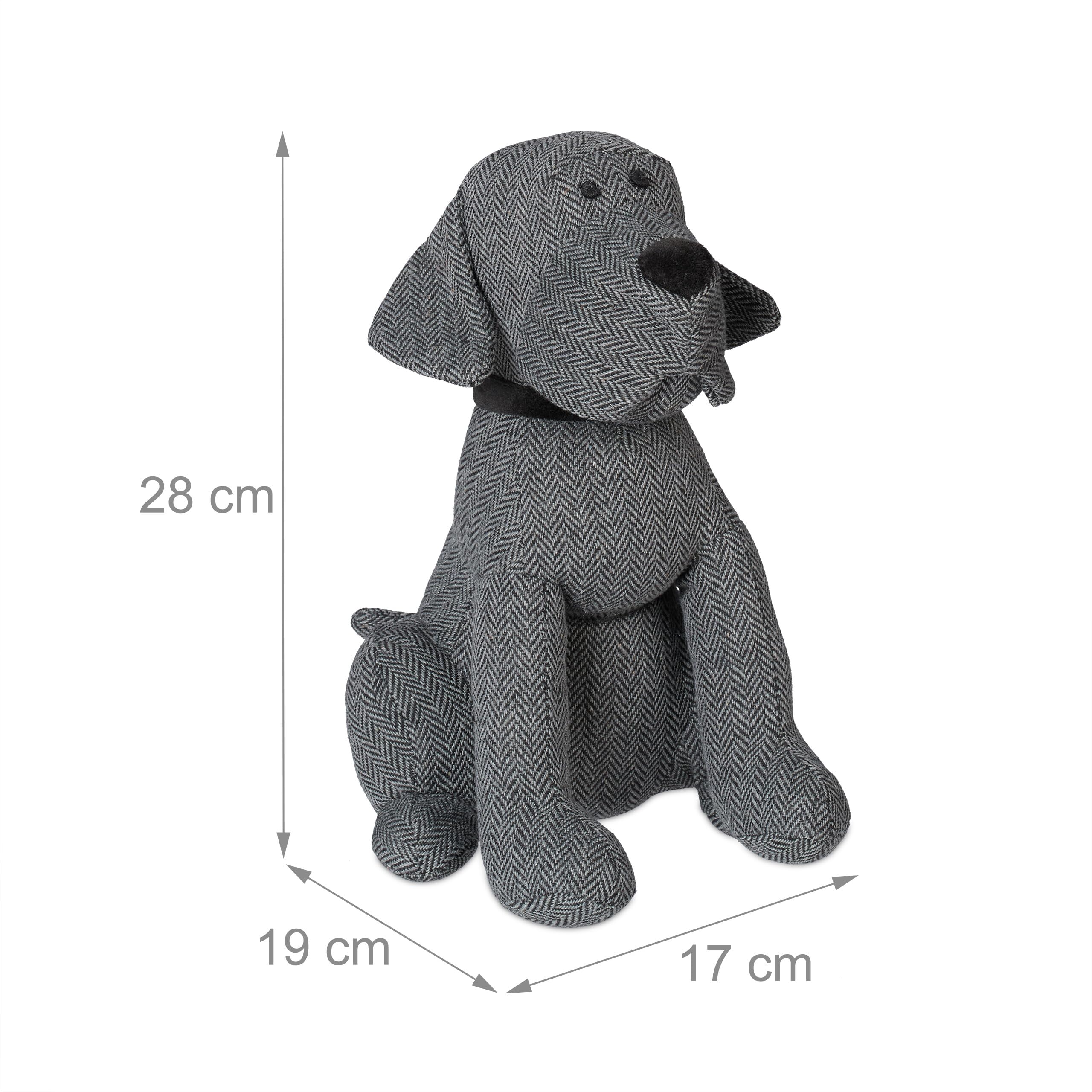 Relaxdays 5 Topes para Puertas con Forma de Perro, Decorativo, Relleno, Interior, 33 cm, Gris