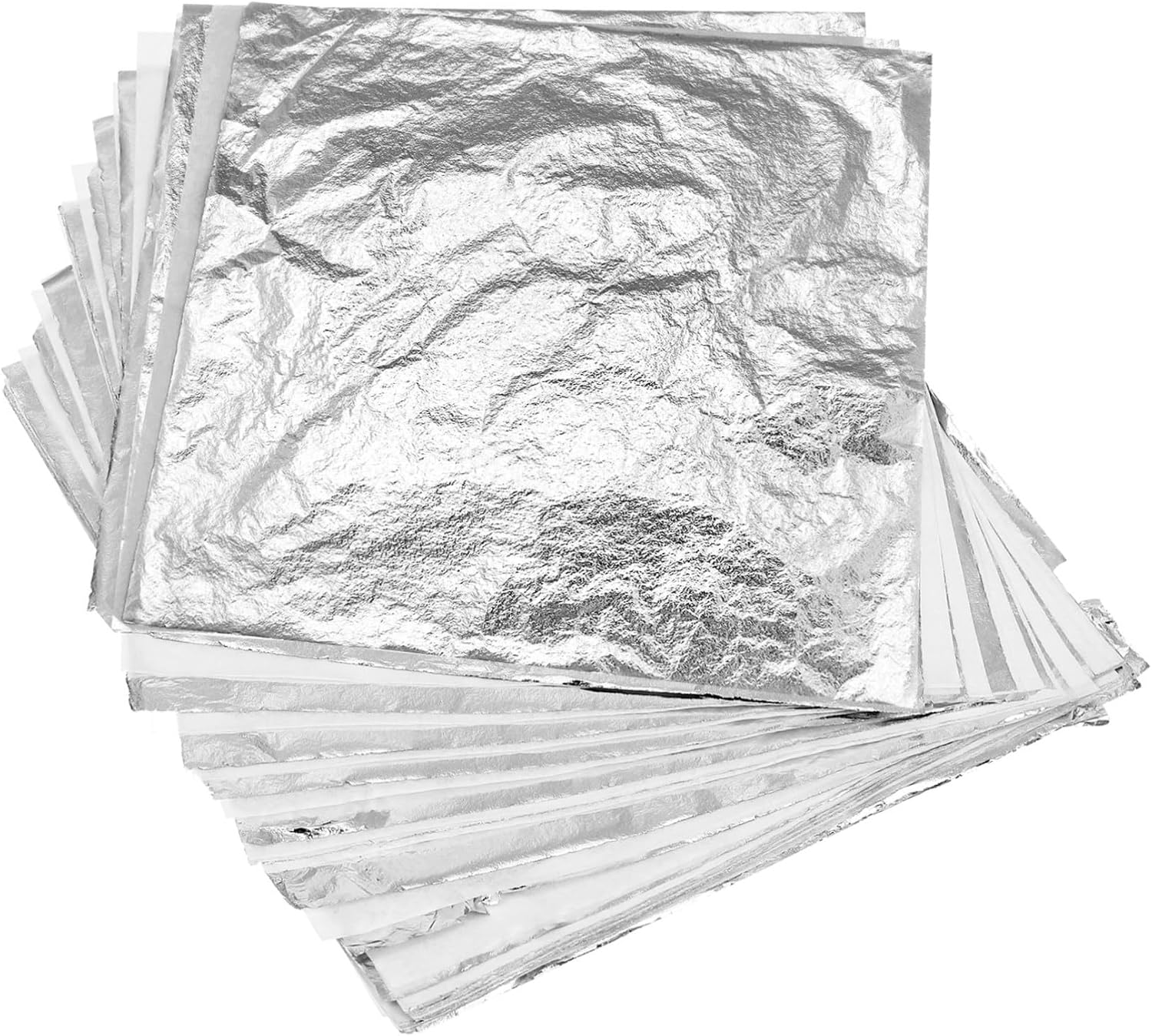 KONTONTY 100pcs Silver Gilding Foil Non-Edible Imitation Gold Leaf for DIY Art Crafts Furniture Decoration and Interior Design Projects