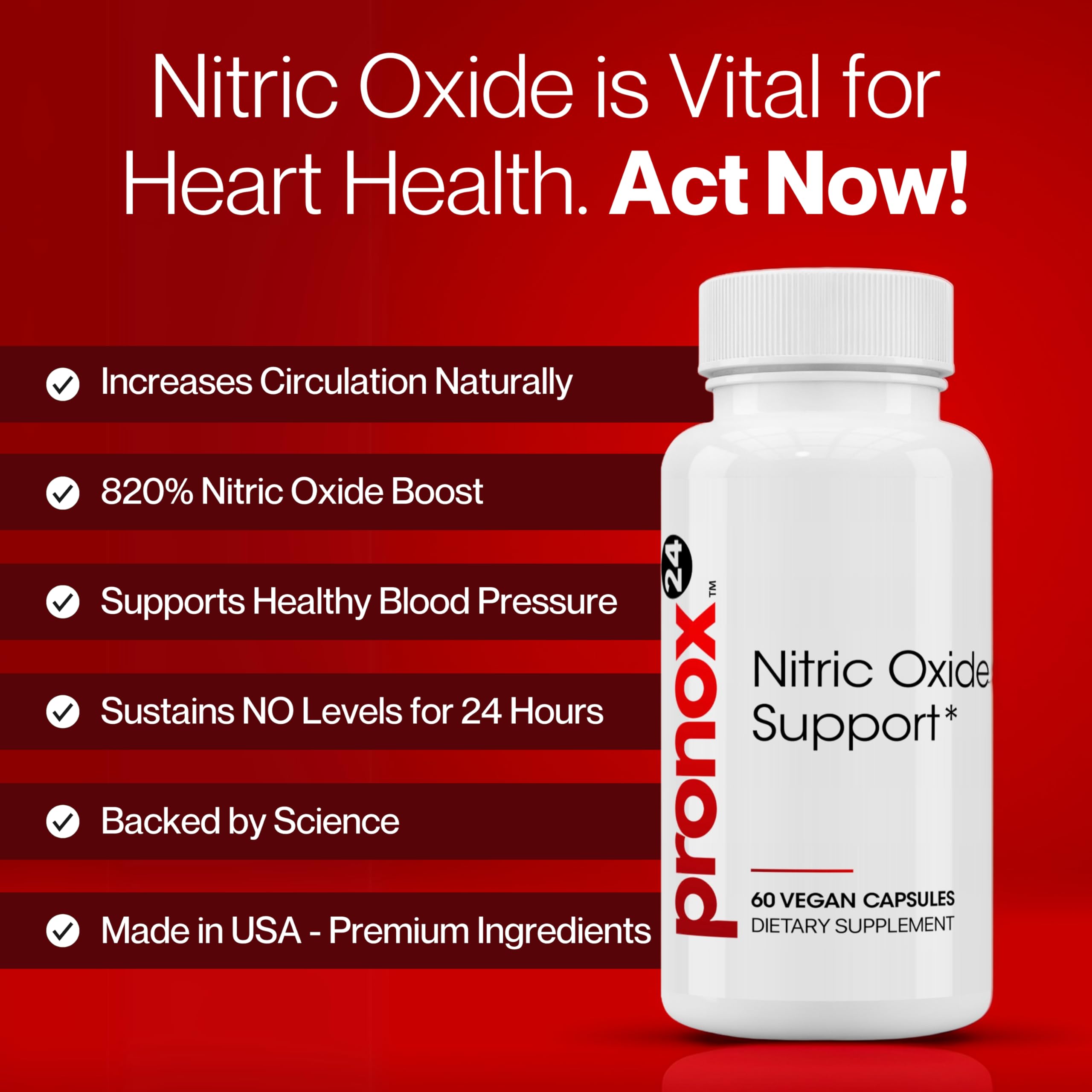Nitric Oxide Booster Supplement with Magnesium, Zinc, Vitamin B12, Vitamin C & Vitamin D3 | 24-Hour Circulation Support, Energy Boost, Blood Flow & Heart Health | Vegan, Non-GMO (60 Count) — Amazon image 3