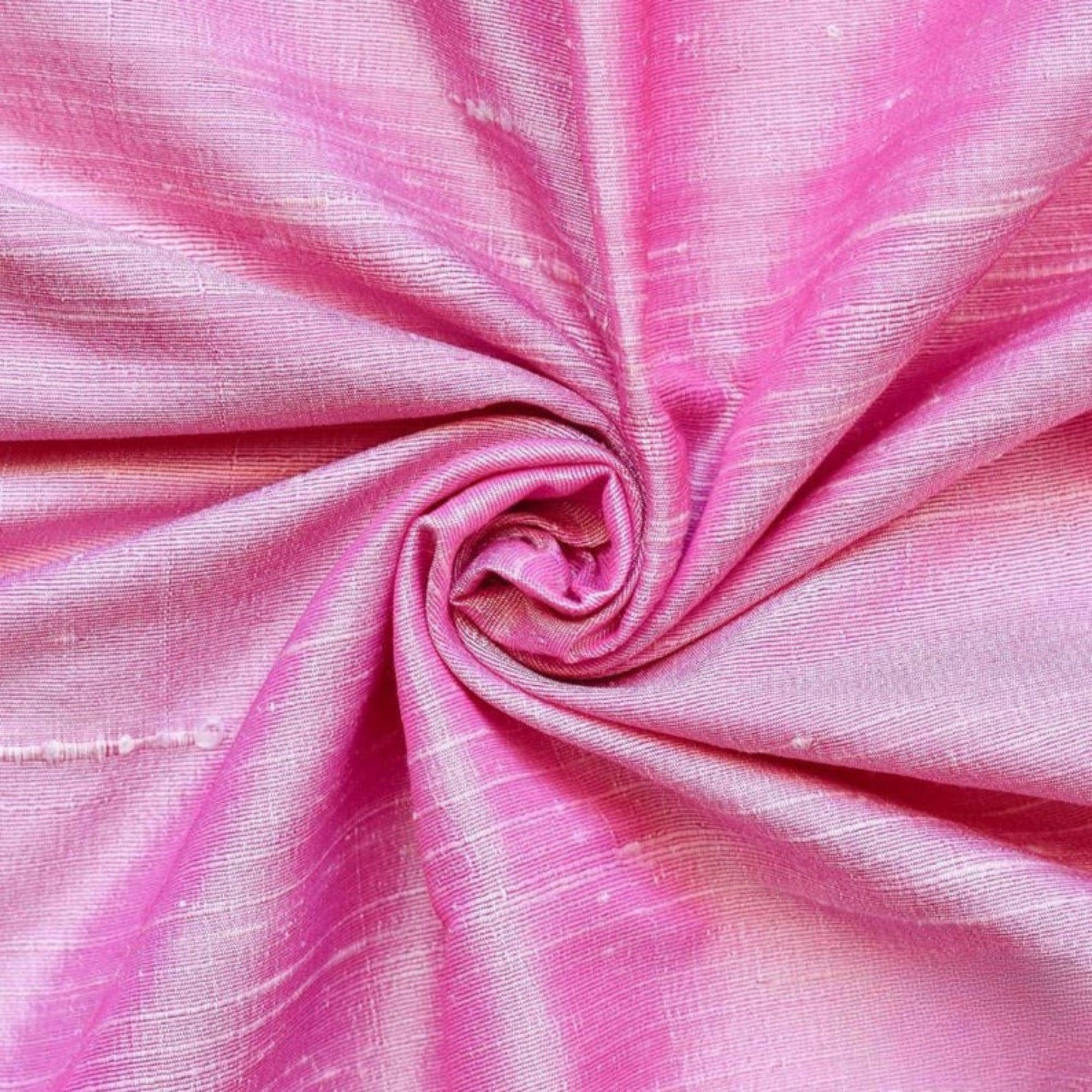 Fabric Mart Direct Light Pink Silk Dupioni Fabric By The Metre, 2 Continuous Metres 104 cm width Slubbed Dupioni Silk Solid Color Pink Wholesale Combination Upholstery Fabric for Curtains Bridal Dress โ image 1