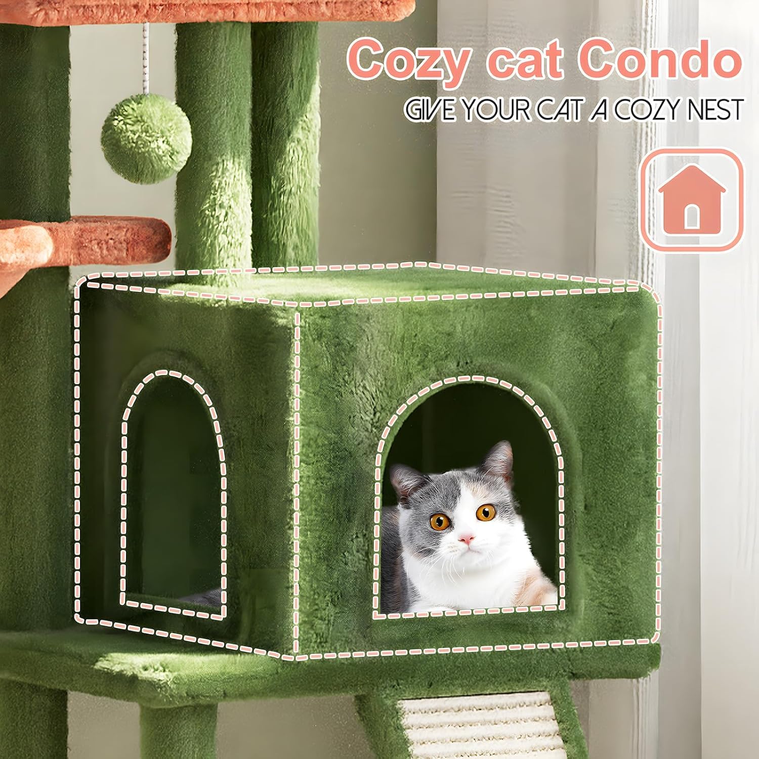 Yaheetech Krabpaal 96 cm hoog kattenboom klimboom voor katten, met sisal pluche kattenmand en